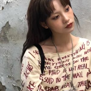 Grunge Text Print Top