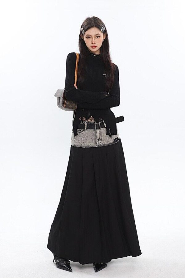 Grunge Turtleneck Distressed Sweater