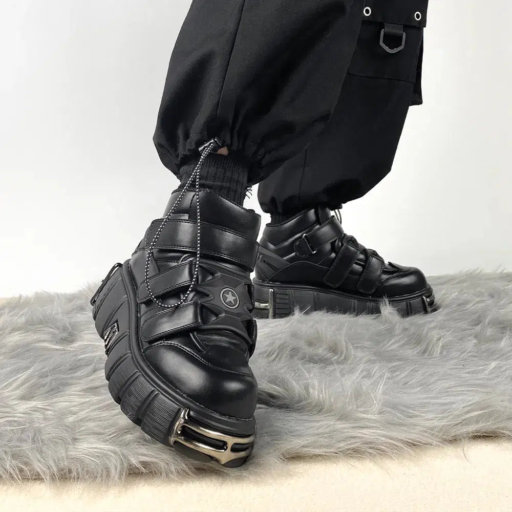 Grunge Velcro Strap Platform Boots Grunge Velcro Strap Platform Boots