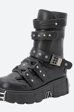 Grunge Velcro Straps Chunky Platform Boots