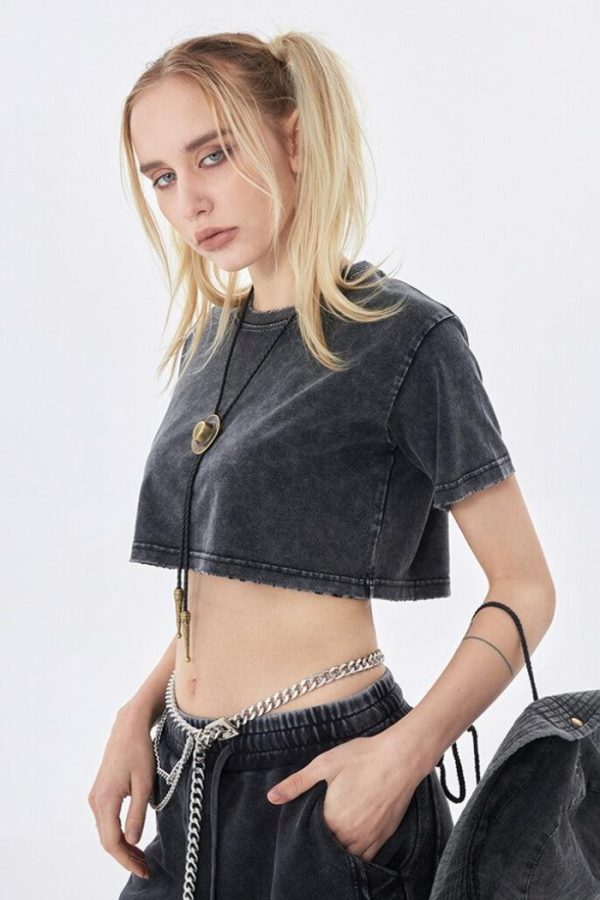 Grunge Washed Crop Top