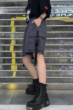 Grunge Wide Leg Cargo Shorts