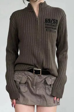 Grunge Zip-Up Cardigan Jacket