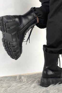 Grunge Zip-Up Platform Combat Boots