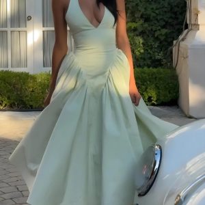 Halter Neck Corset Midi Dress