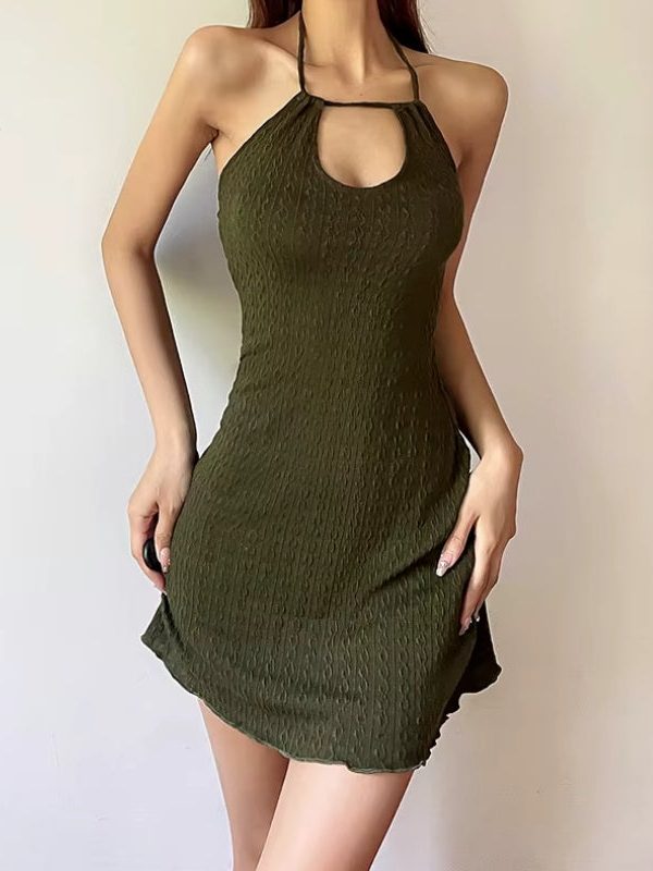 Halter Neck Knitted Mini Dress