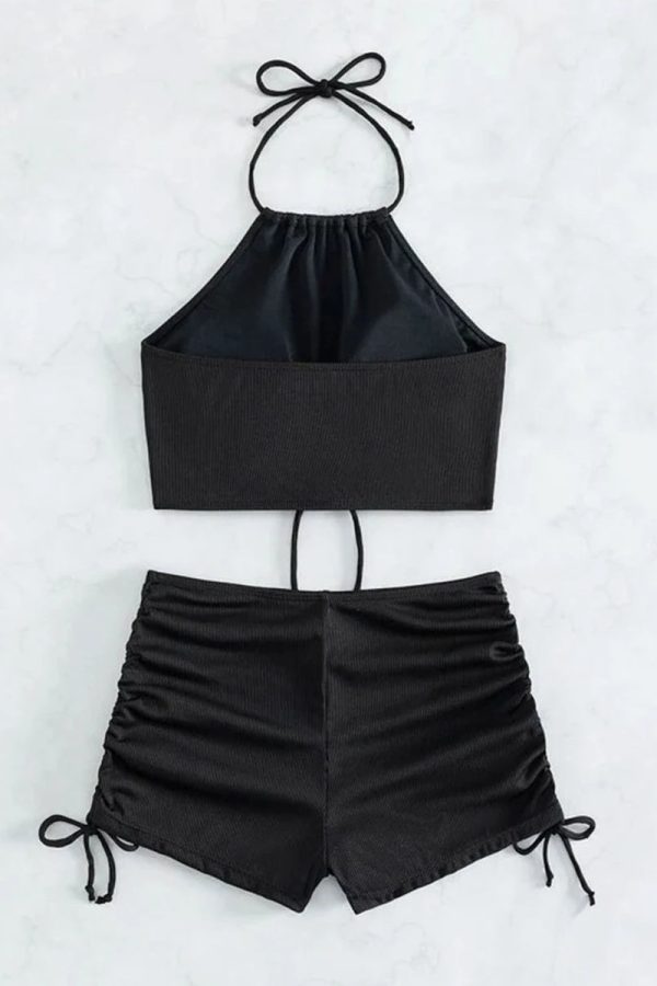 Halter Top & Swim Shorts Bikini Set