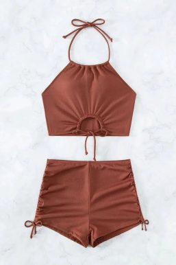 Halter Top & Swim Shorts Bikini Set