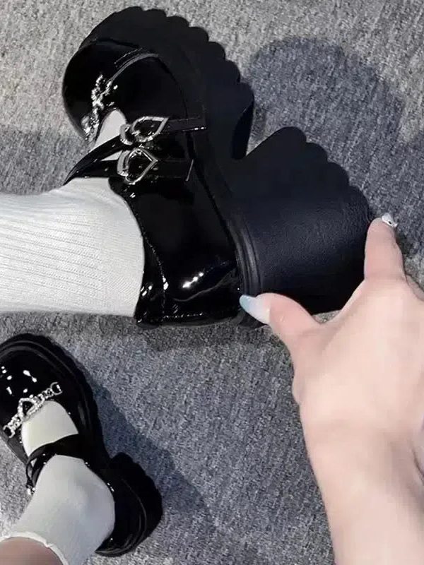 Heart Accessory Chunky Platform Mary Jane Shoes