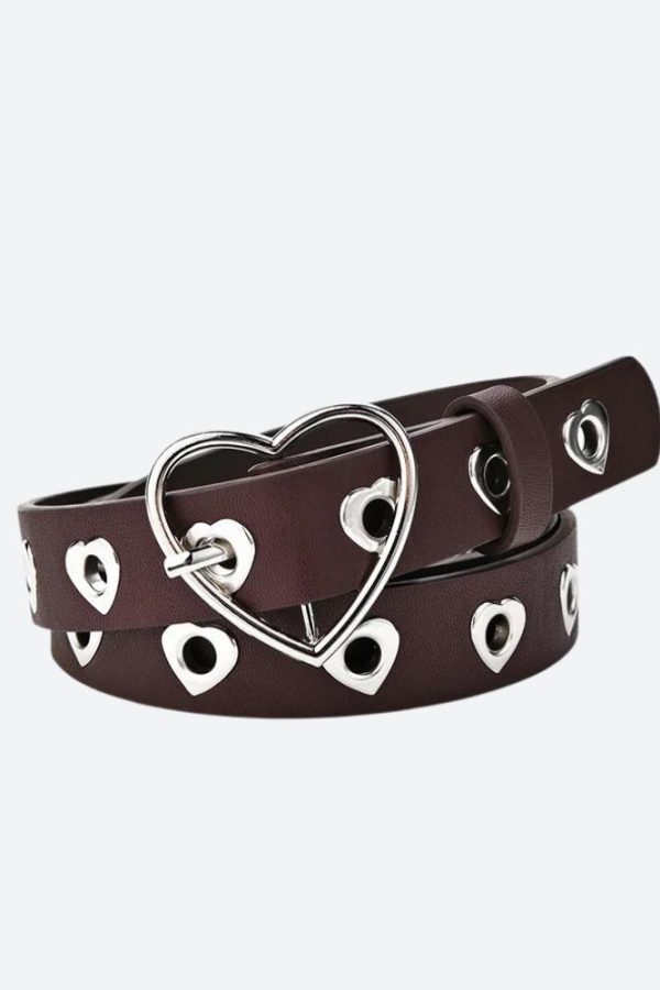 Heart Buckle Faux Leather Belt