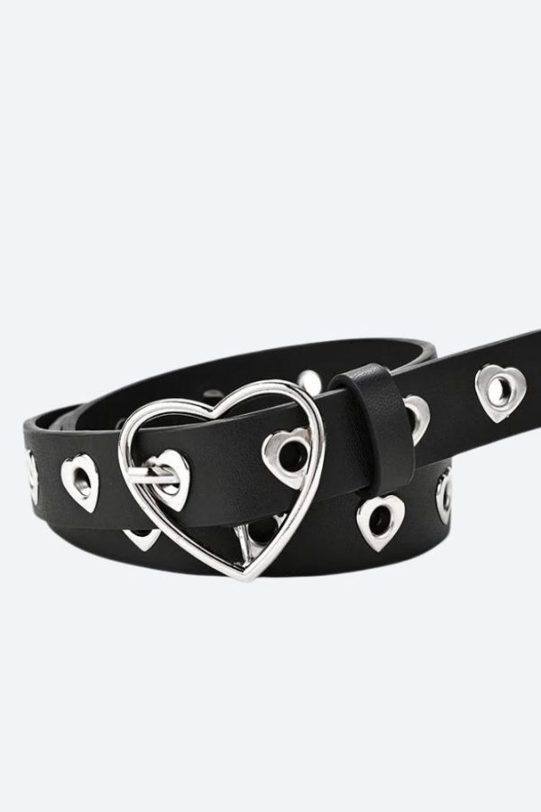 Heart Buckle Faux Leather Belt