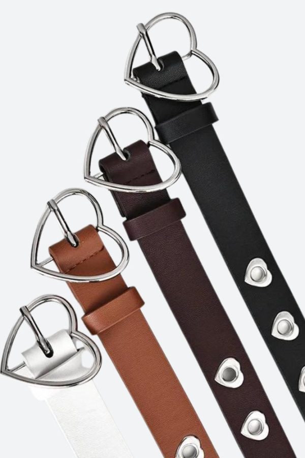 Heart Buckle Faux Leather Belt