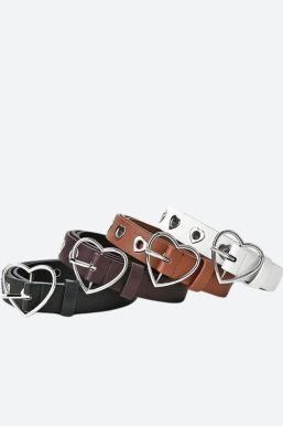 Heart Buckle Faux Leather Belt