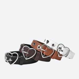 Heart Buckle Faux Leather Belt