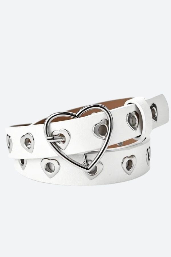 Heart Buckle Faux Leather Belt