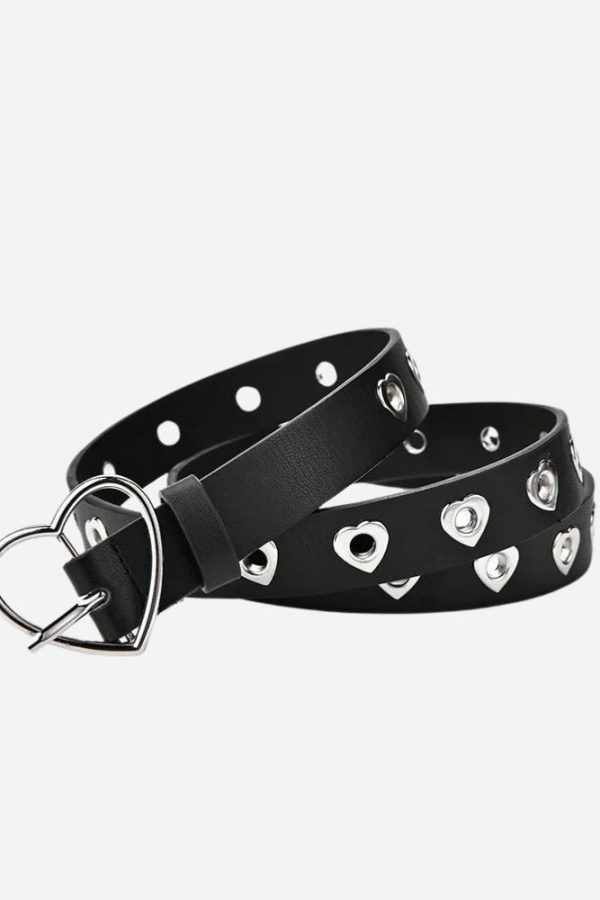 Heart Buckle Faux Leather Belt