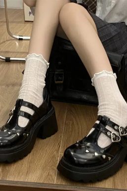 Heart Buckled Platform Mary Jane Shoes