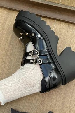 Heart Buckled Platform Mary Jane Shoes