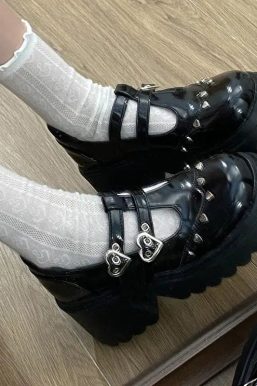 Heart Buckled Platform Mary Jane Shoes