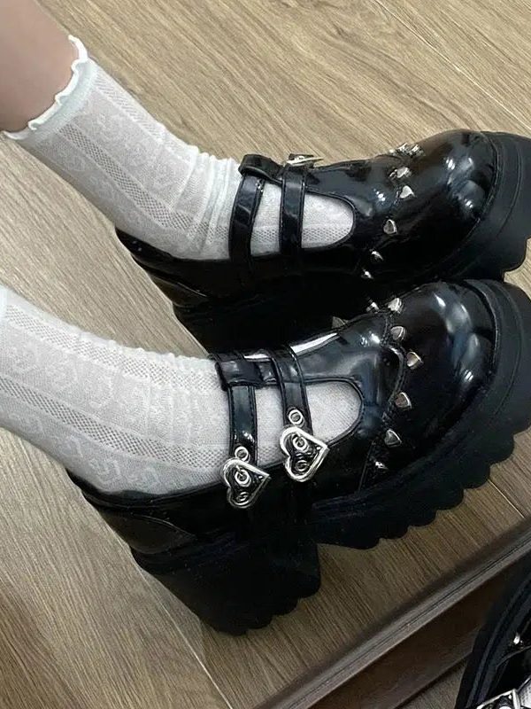 Heart Buckled Platform Mary Jane Shoes