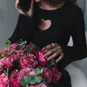 Heart Cut Out Corduroy Top