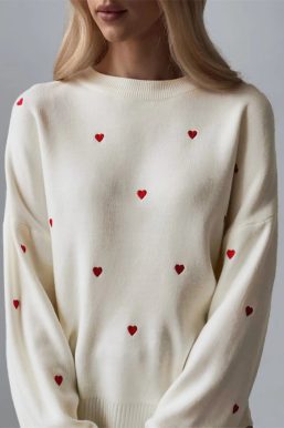 Heart Embroidered Sweater