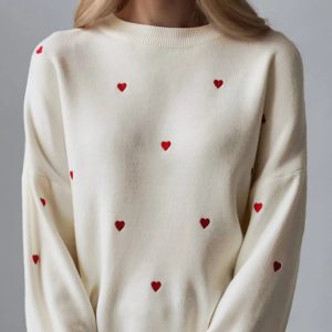 Heart Embroidered Sweater