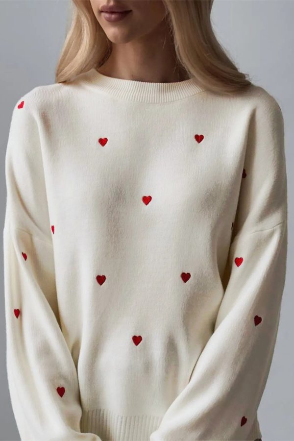 Heart Embroidered Sweater