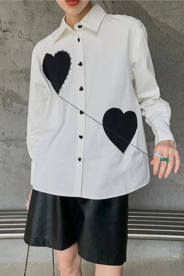 Heart Patch Button-Up Shirt