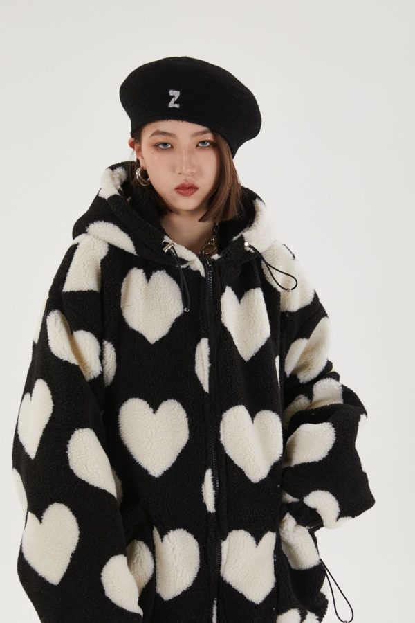 Heart Pattern Hooded Jacket
