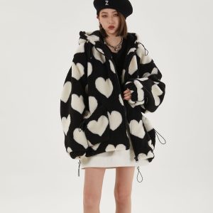 Heart Pattern Hooded Jacket