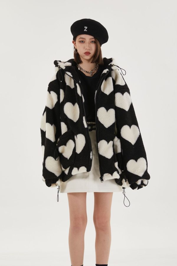 Heart Pattern Hooded Jacket