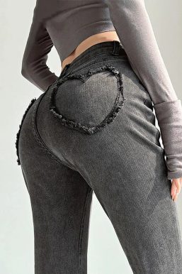 Heart Pocket Flare Jeans