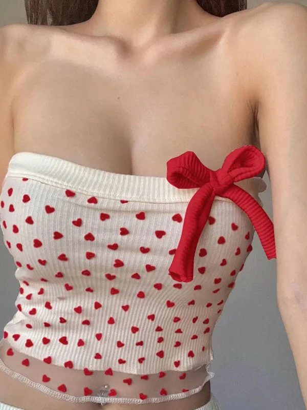 Heart Ribbed Tube Top