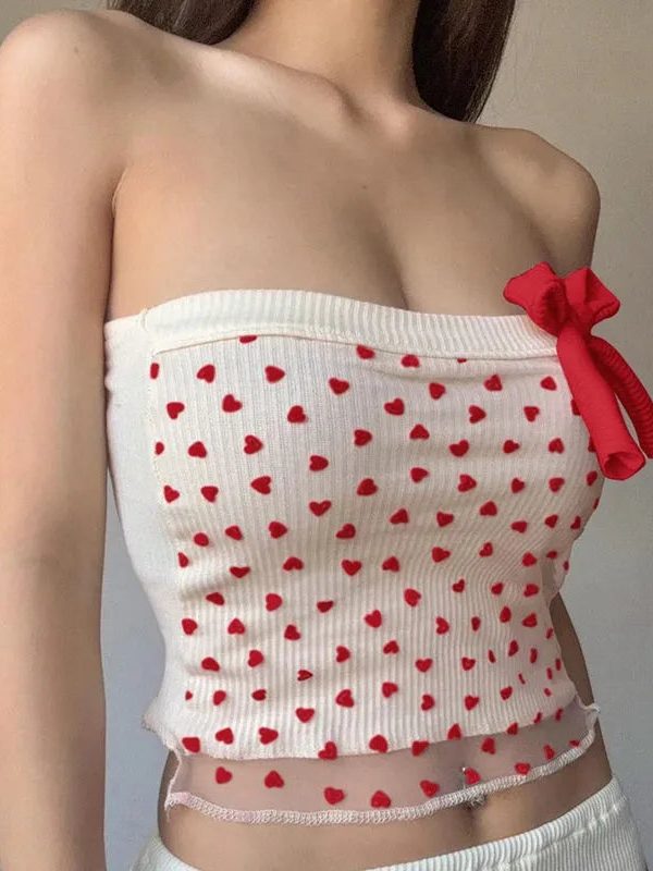 Heart Ribbed Tube Top