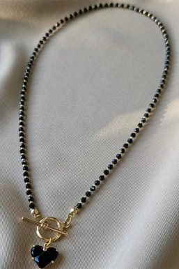 Heart Toggle Clasp Beaded Necklace