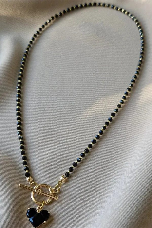 Heart Toggle Clasp Beaded Necklace