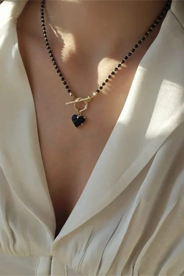 Heart Toggle Clasp Beaded Necklace