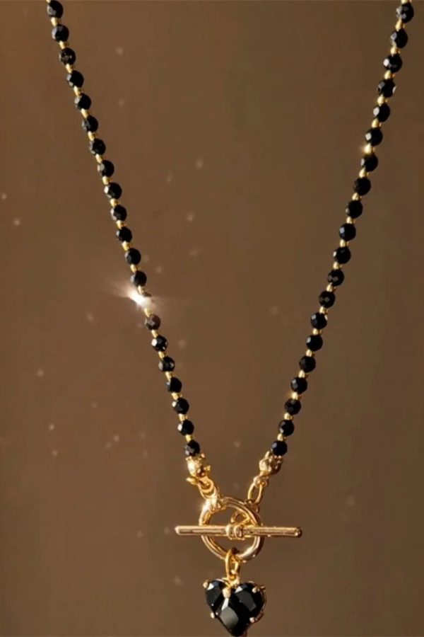 Heart Toggle Clasp Beaded Necklace