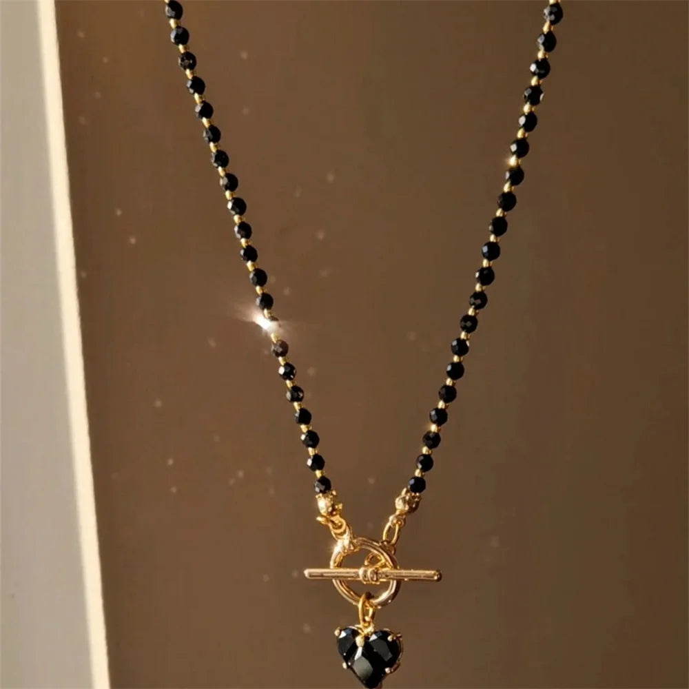 Heart Toggle Clasp Beaded Necklace