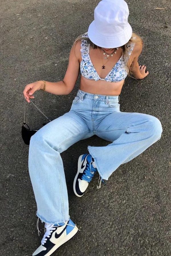 High Waist Casual Washed Jeans