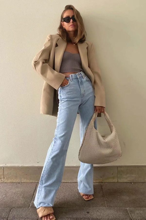 High Waist Casual Washed Jeans