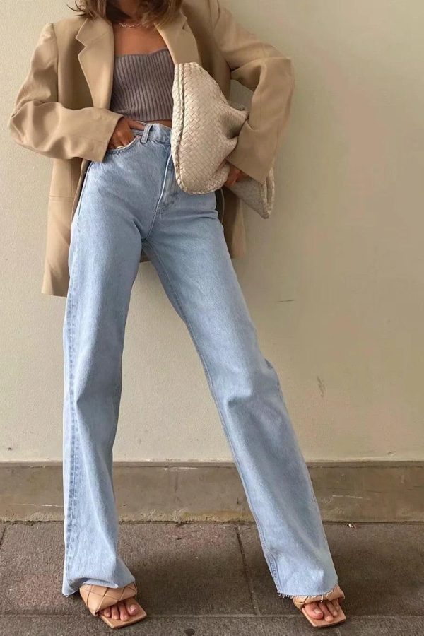 High Waist Casual Washed Jeans
