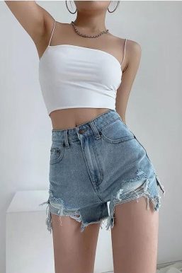 High Waist Extra Distressed Jean Shorts