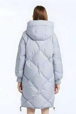 Hooded Zip-Up Long Puffer Coat
