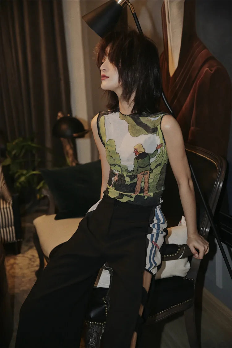 Illustrated Mesh Top Illustrated Mesh Top