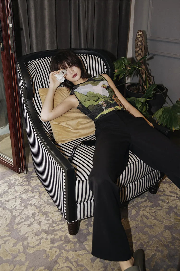 Illustrated Mesh Top Illustrated Mesh Top