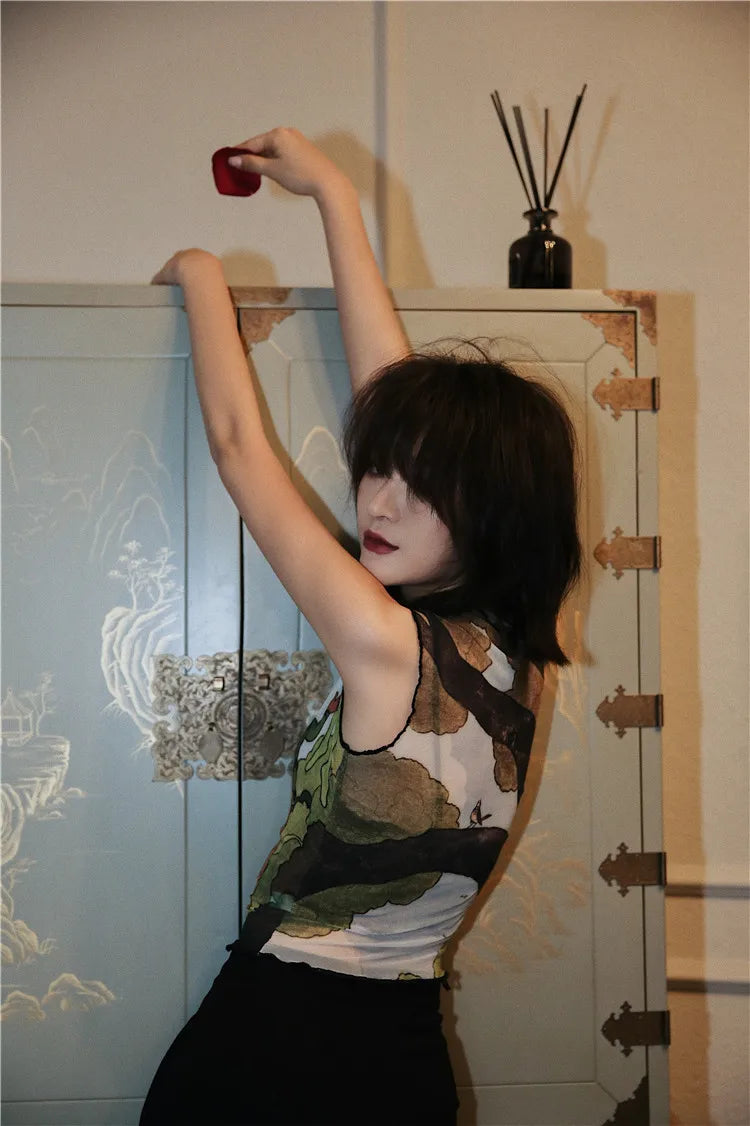 Illustrated Mesh Top Illustrated Mesh Top