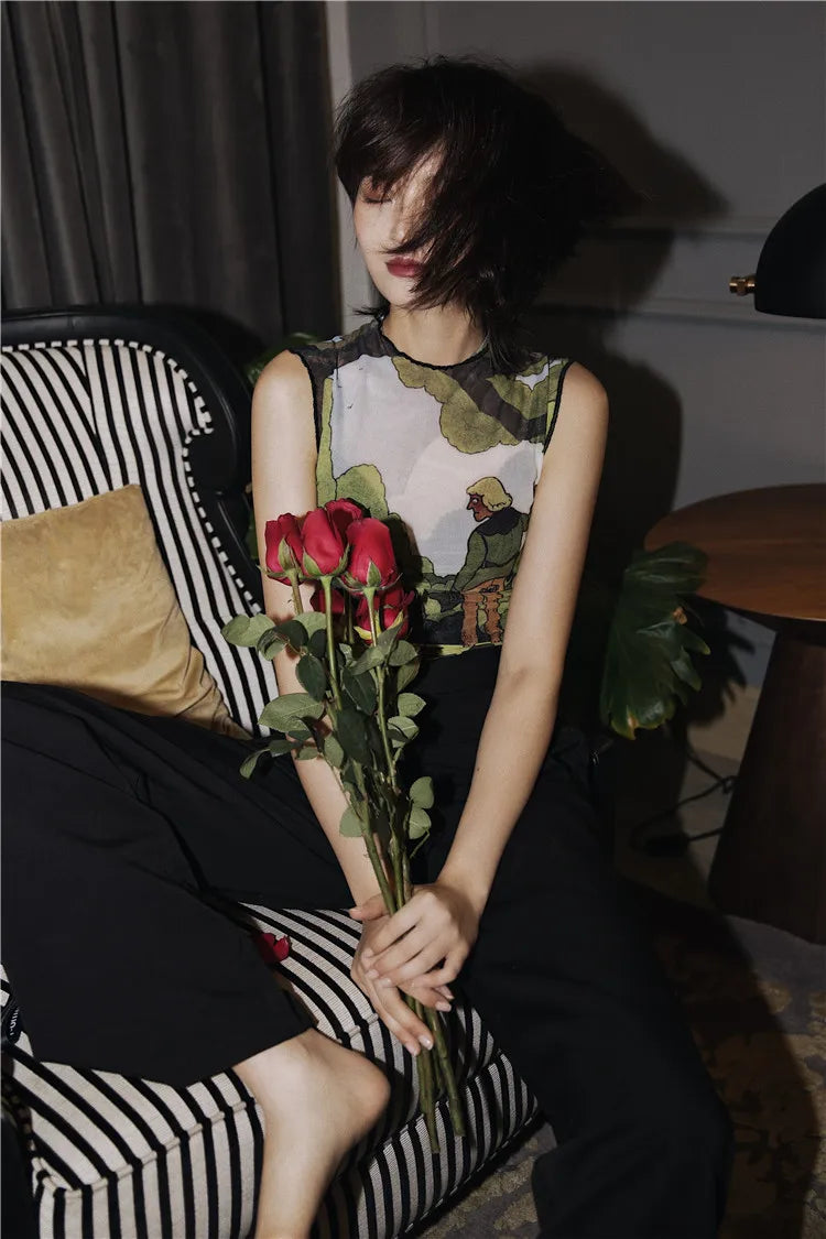 Illustrated Mesh Top Illustrated Mesh Top