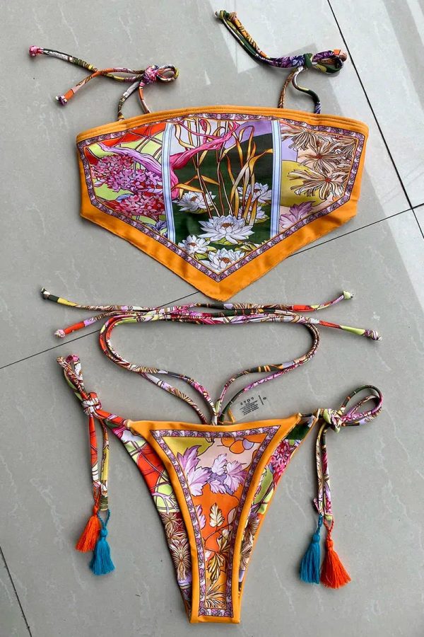 Indie Floral Bandana Scarf Bikini Set